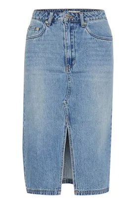 GZlayza Pencil Skirt - Mid Blue Vintage Wash