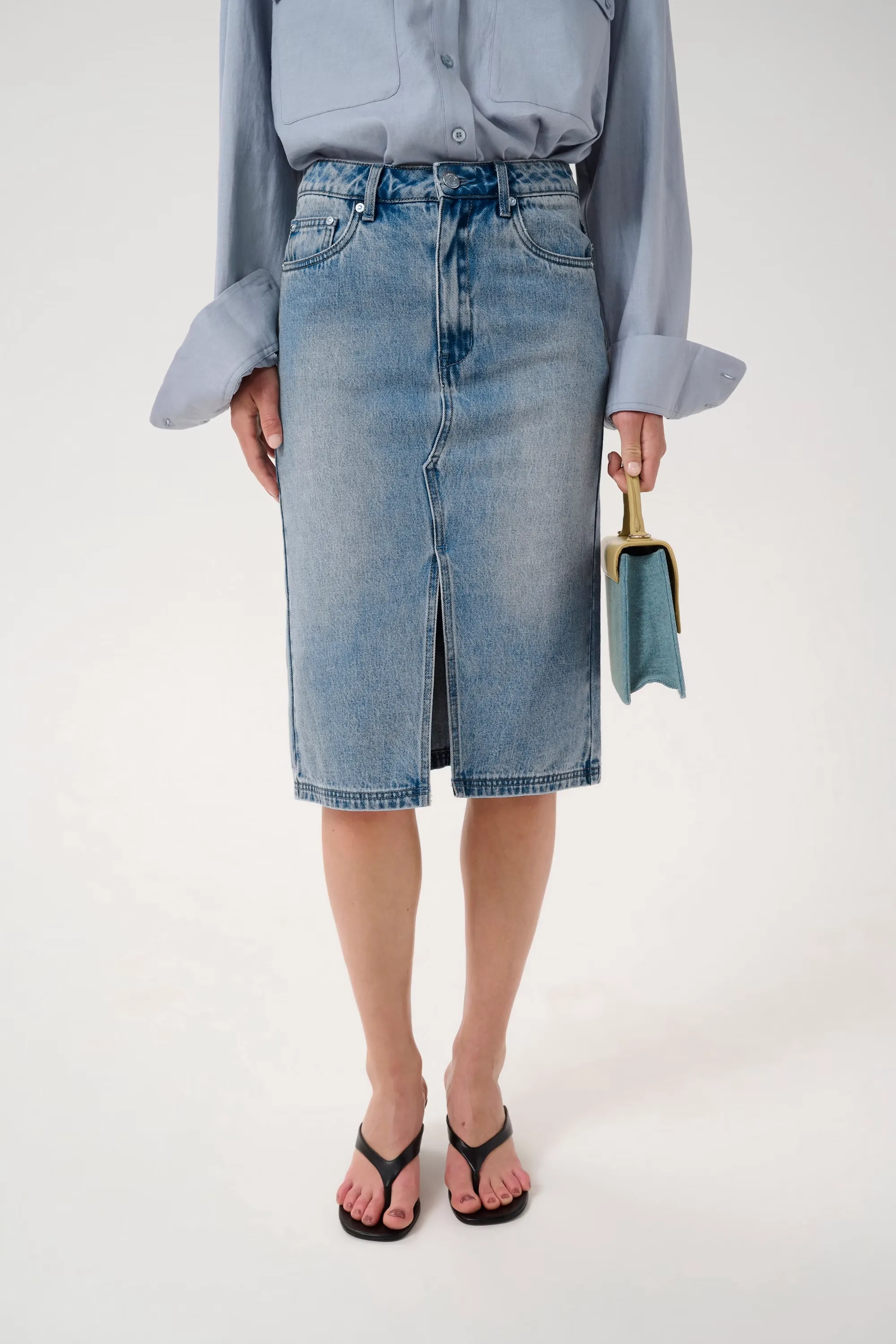 GZlayza Pencil Skirt - Mid Blue Vintage Wash