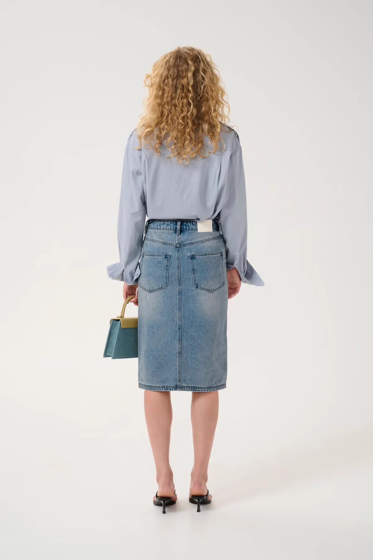 GZlayza Pencil Skirt - Mid Blue Vintage Wash