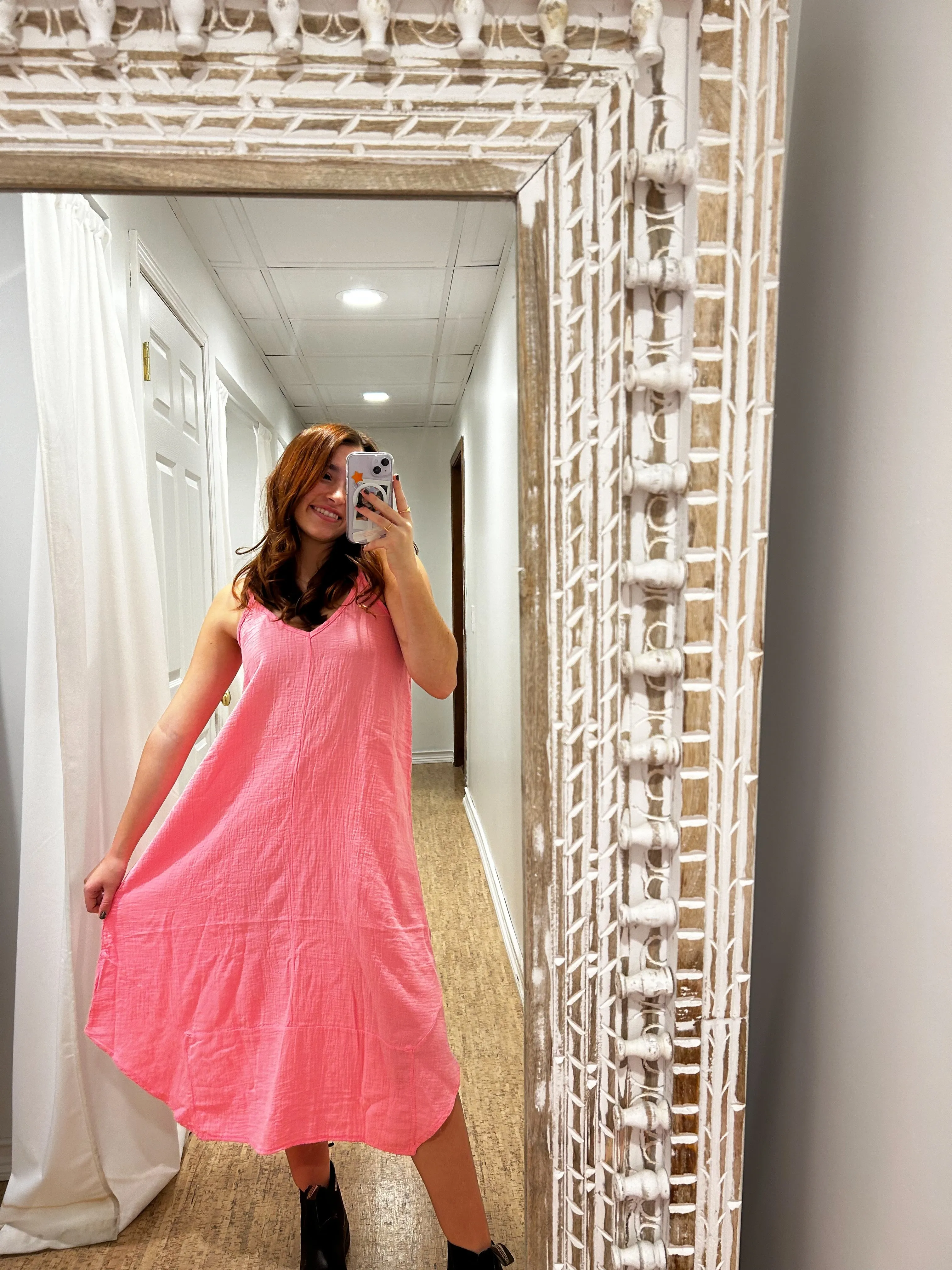 Handkerchief Maxi Dress in Pink