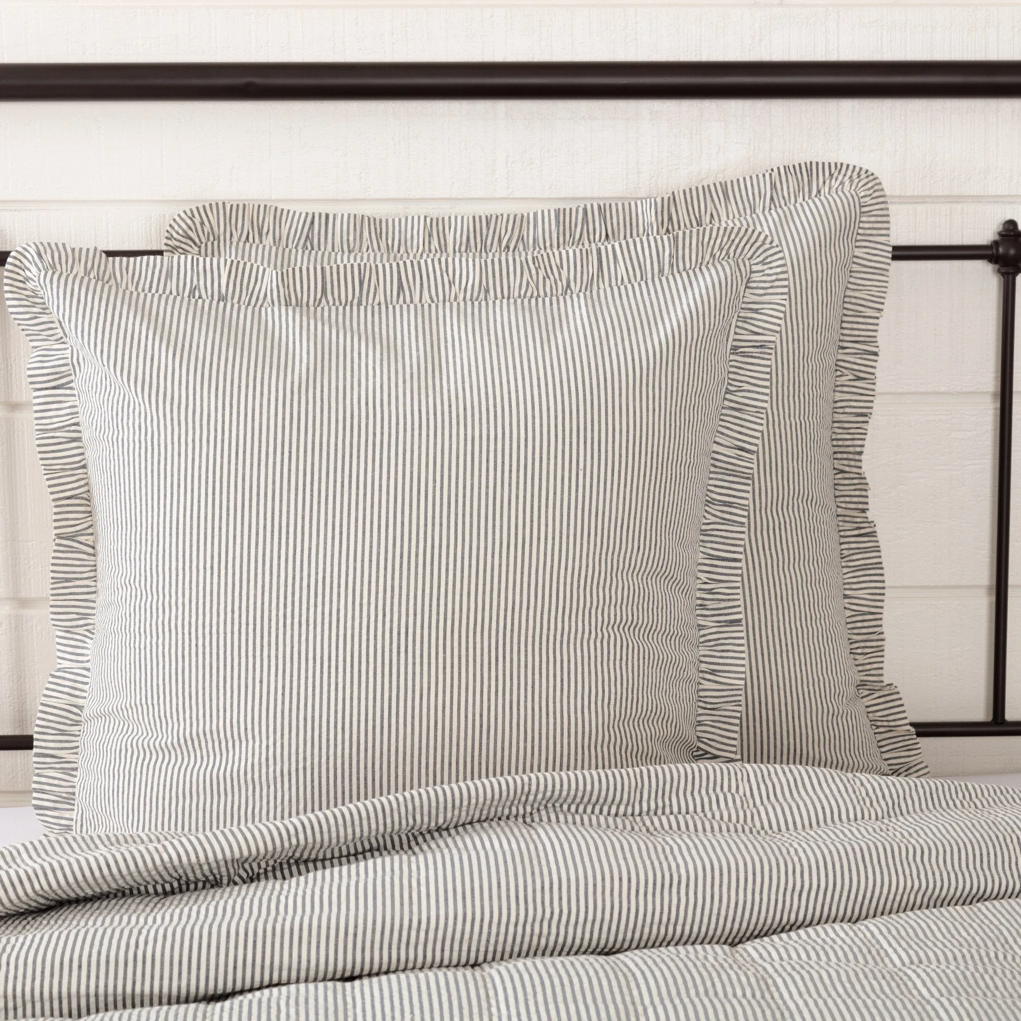 Hatteras Blue Seersucker Fabric Euro Sham 26x26"