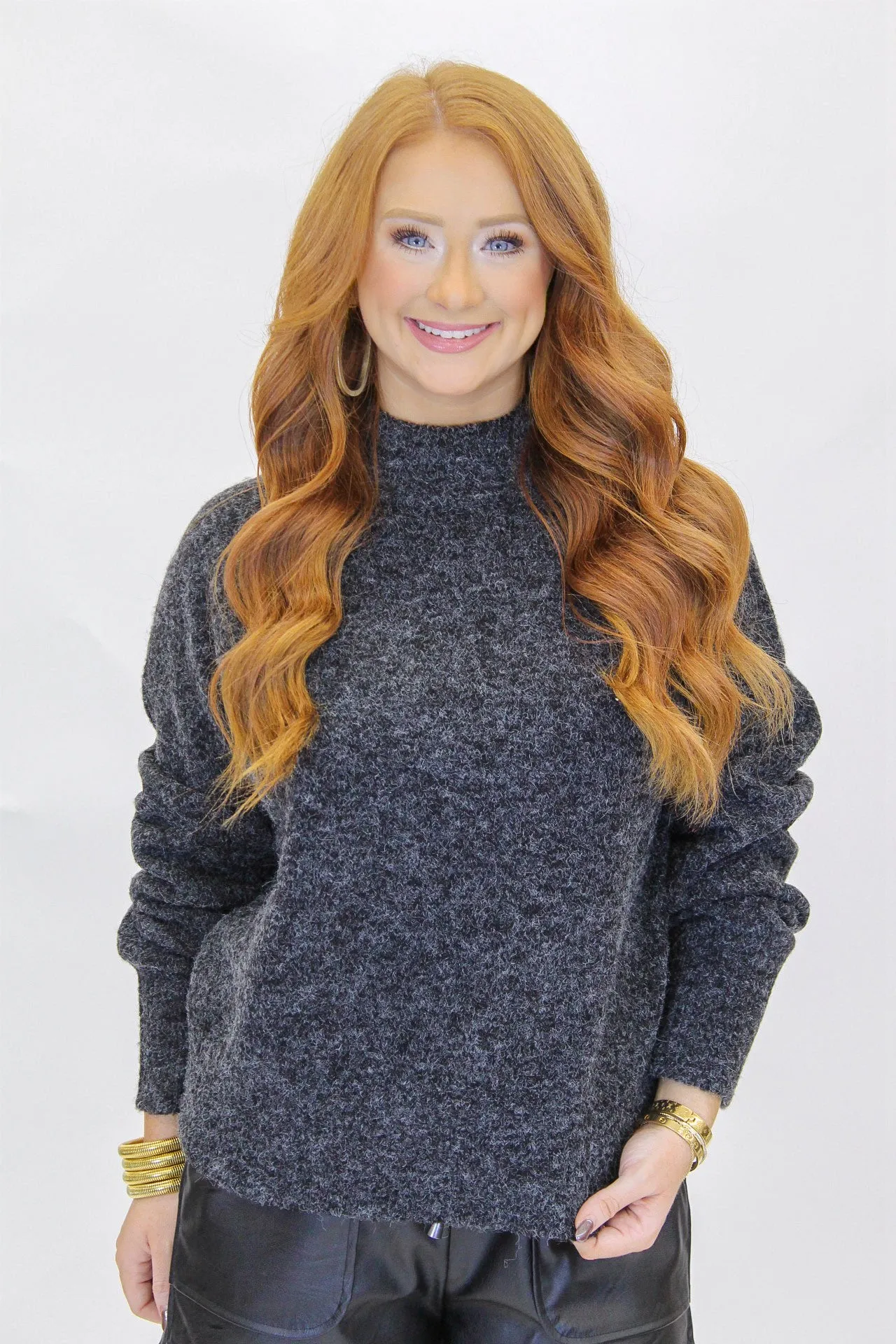 High Neck Raglan Sleeve Sweater