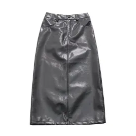 High Waist Faux Leather Pencil Skirt