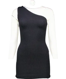 Hunza G Black Nancy One Shoulder Seersucker Dress UK One Size