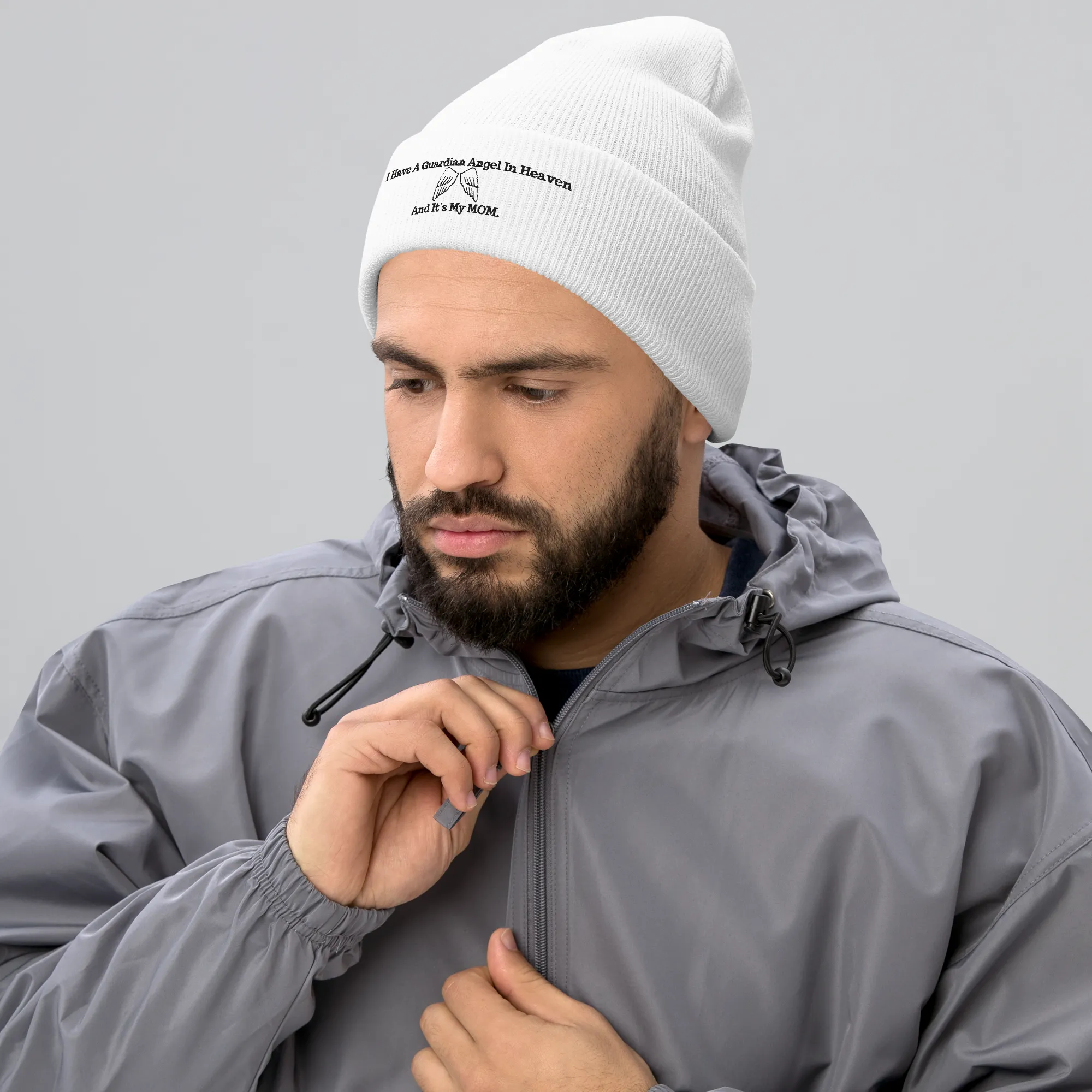 I Have A Guardian In Heaven "MOM"  Cuffed Beanie