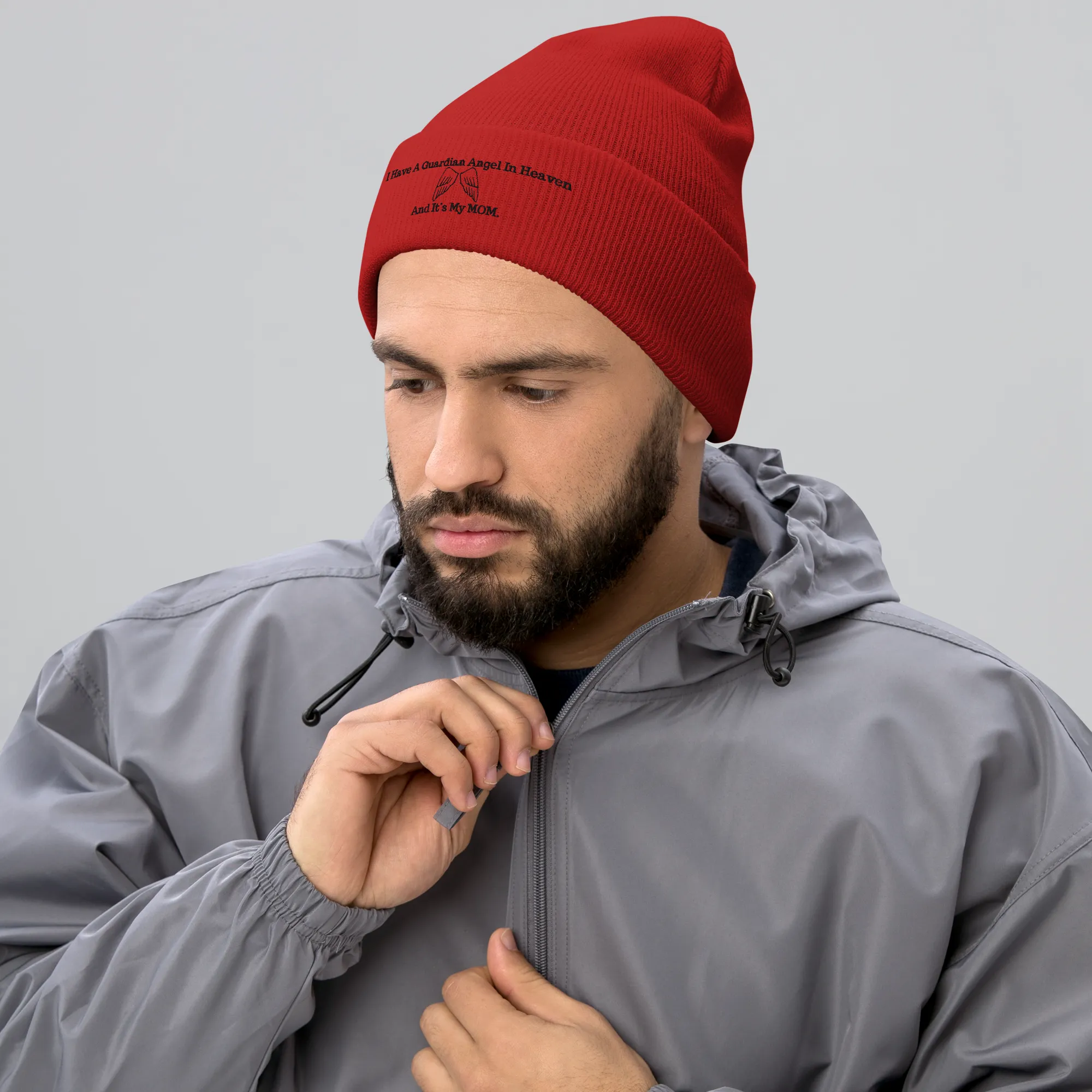 I Have A Guardian In Heaven "MOM"  Cuffed Beanie