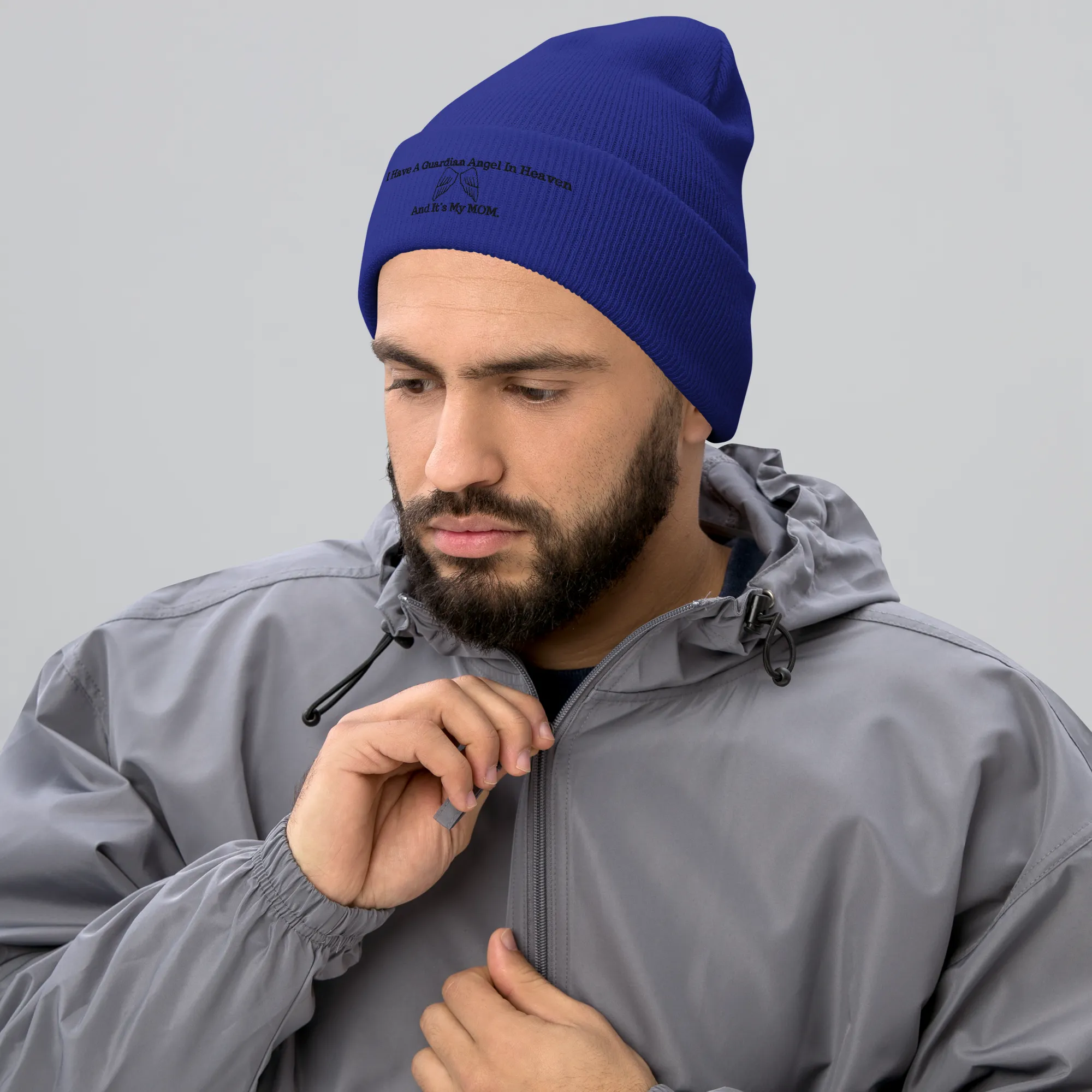 I Have A Guardian In Heaven "MOM"  Cuffed Beanie