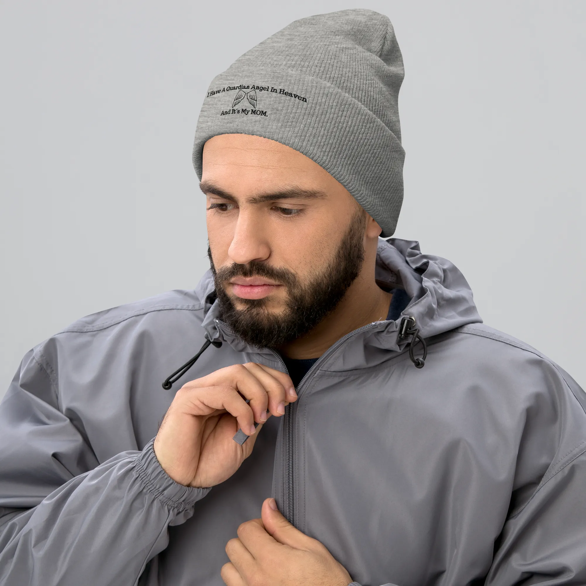 I Have A Guardian In Heaven "MOM"  Cuffed Beanie