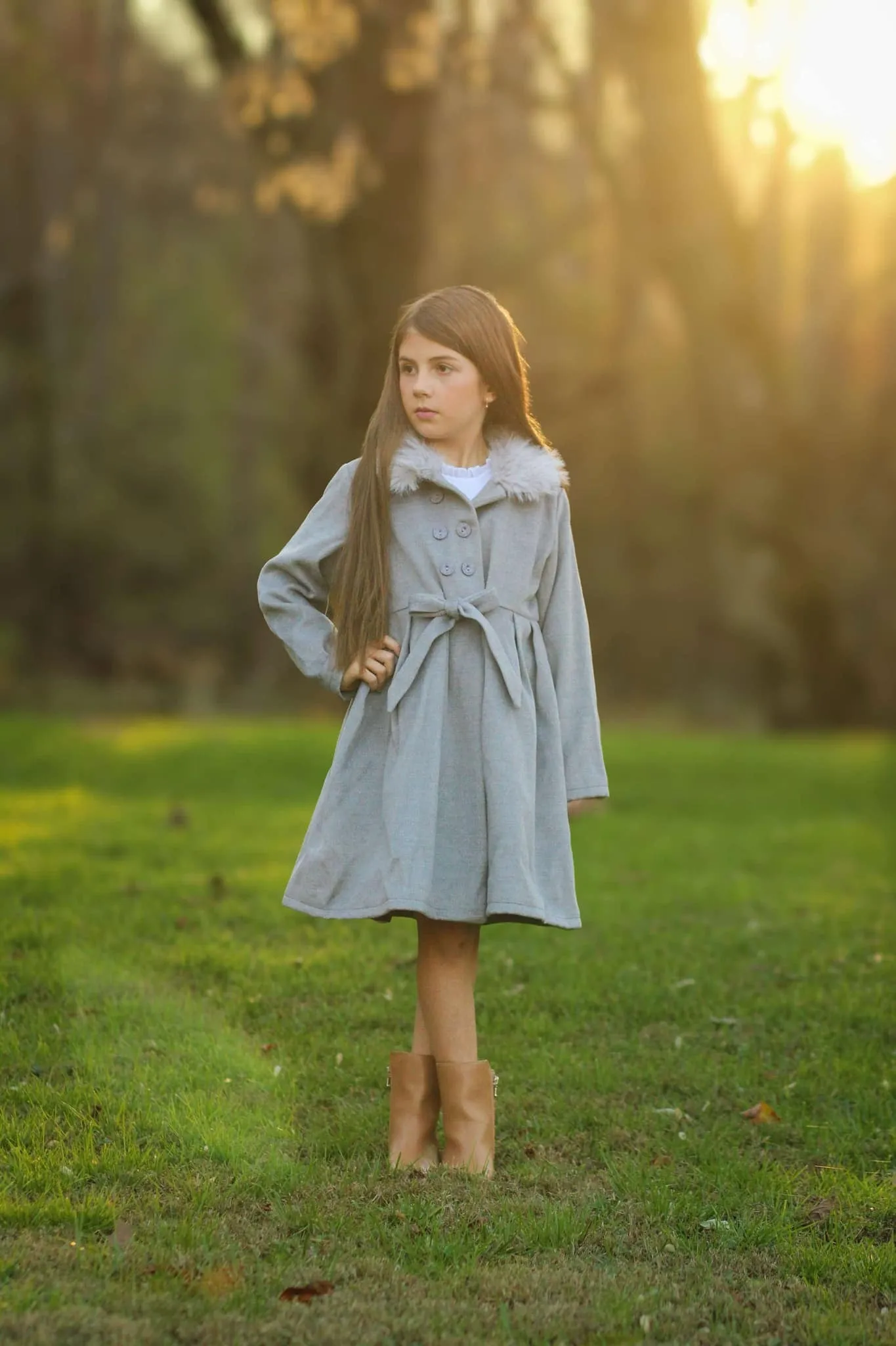 Keep Me Cozy Gray Wool Faux Fur Trim Coat