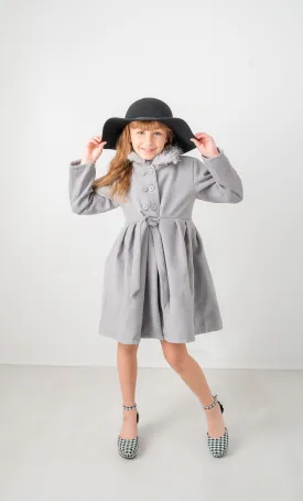Keep Me Cozy Gray Wool Faux Fur Trim Coat