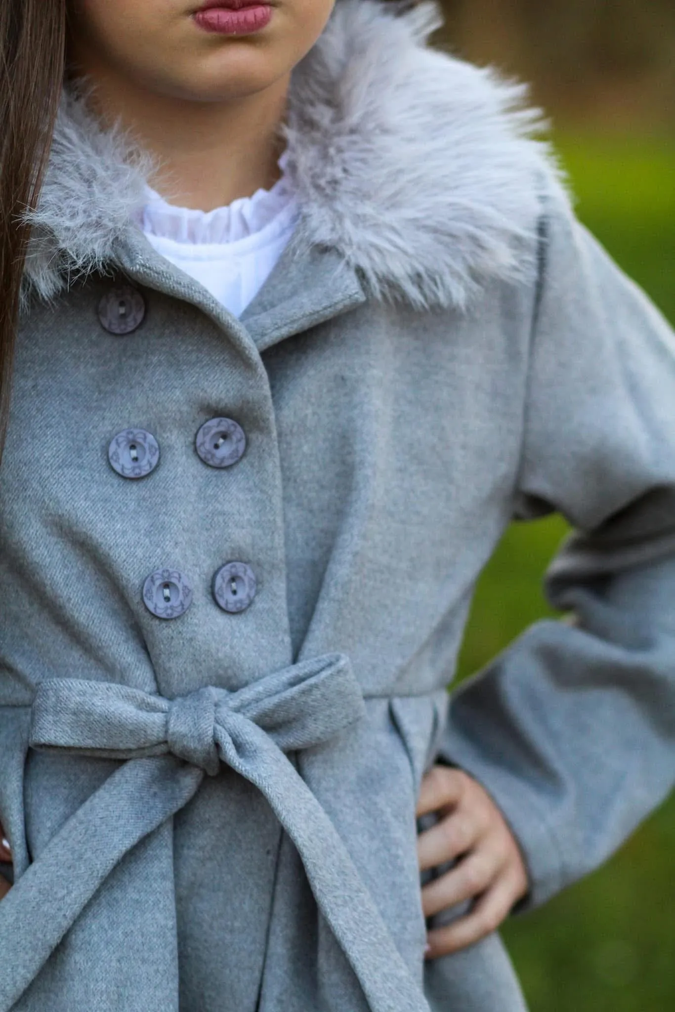 Keep Me Cozy Gray Wool Faux Fur Trim Coat