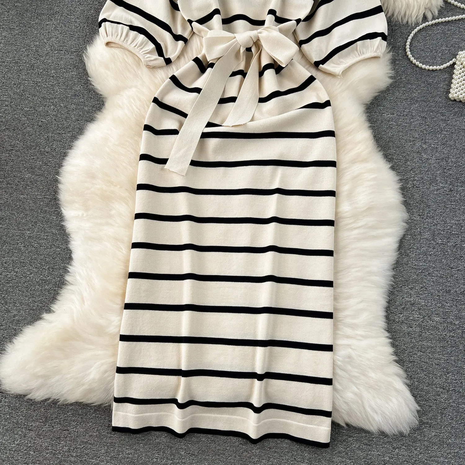 Korean Style Color Blocking Striped Dress