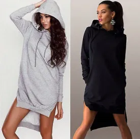 Ladies high low sweater fashion hoodie dress