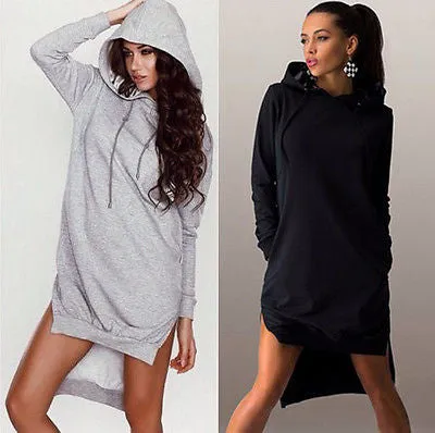 Ladies high low sweater fashion hoodie dress