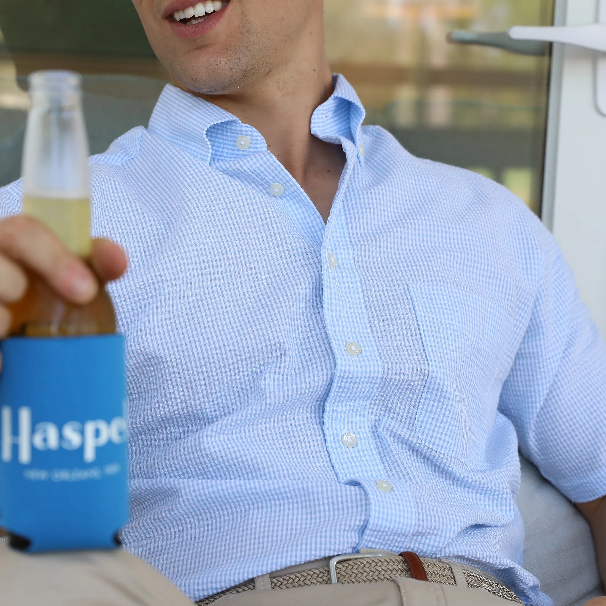 Landreau Lt. Blue & White Striped Seersucker Woven