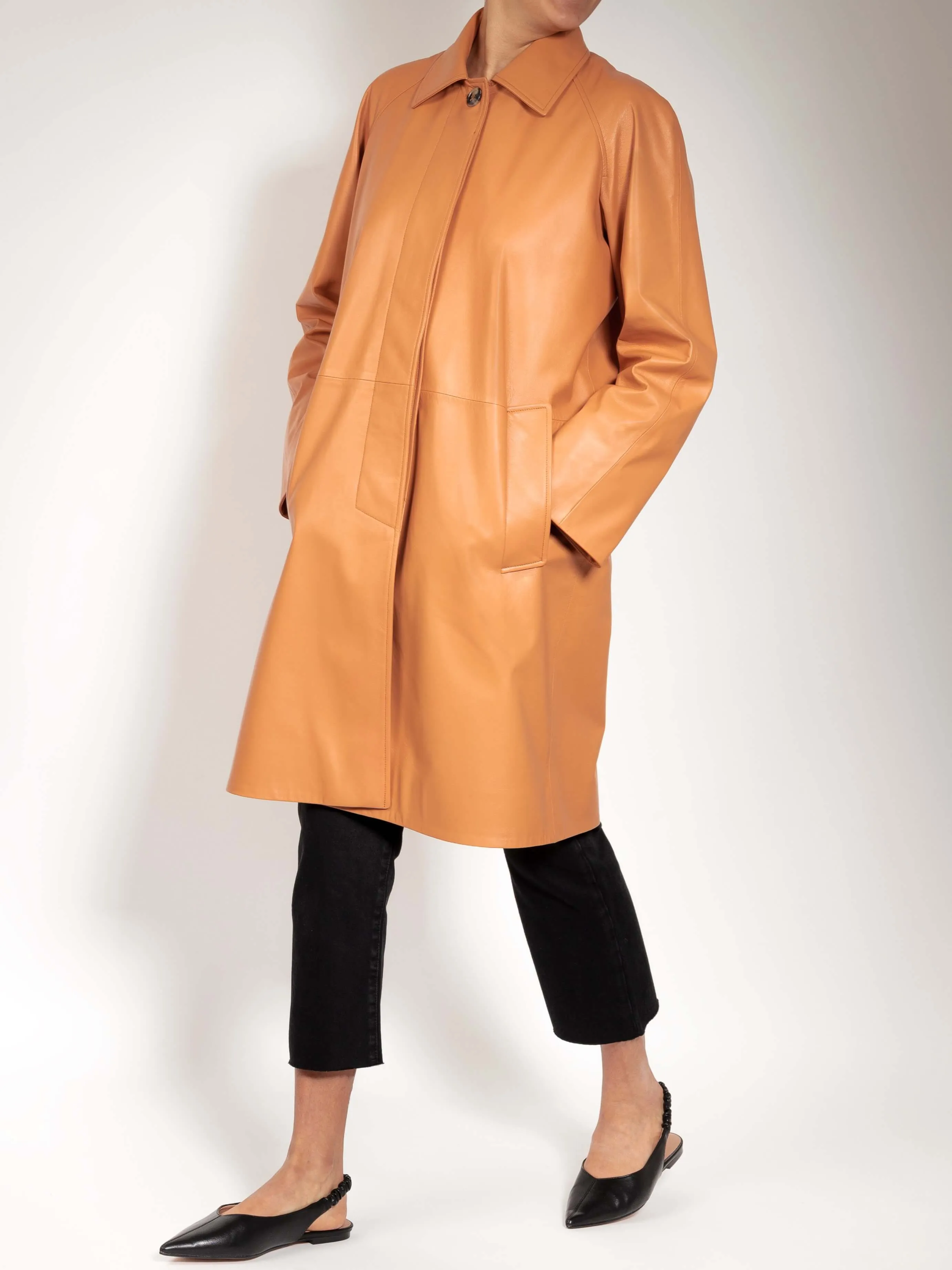 Laura Italian Lambskin Leather Car Coat
