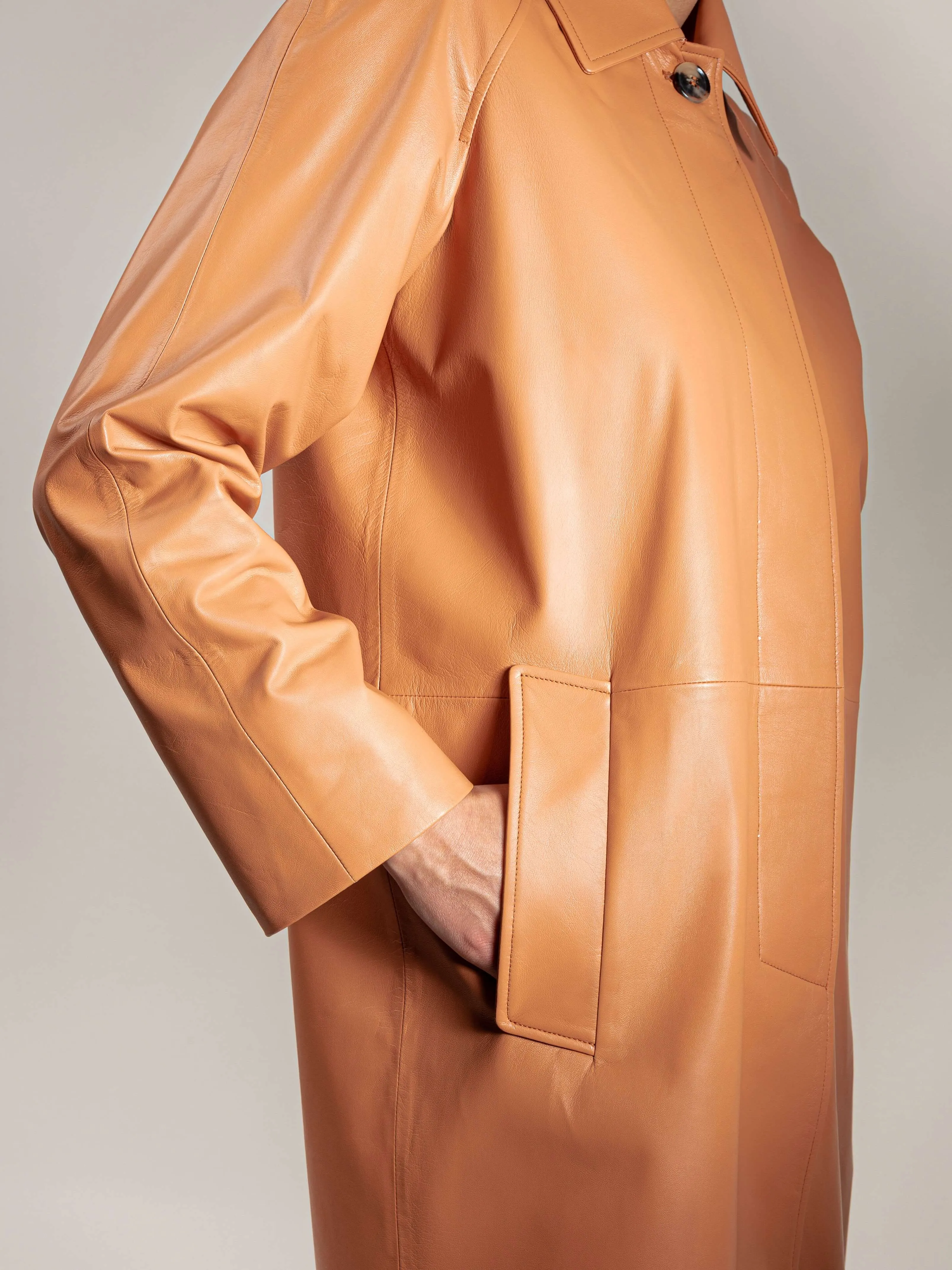 Laura Italian Lambskin Leather Car Coat