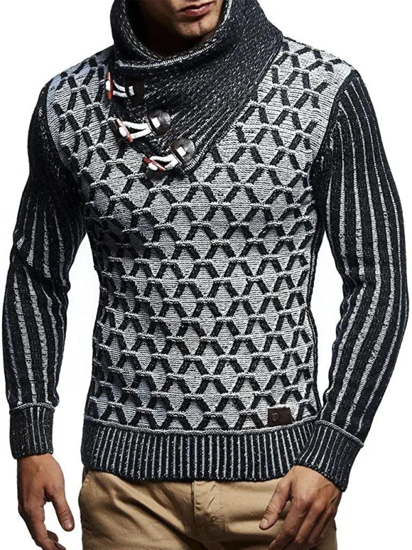Luna Men Buttoned Turtleneck Pullover