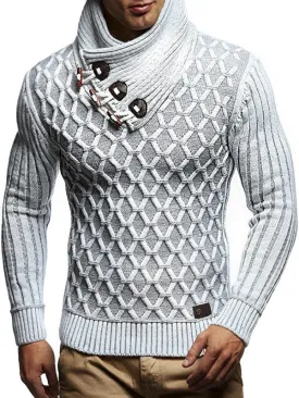 Luna Men Buttoned Turtleneck Pullover