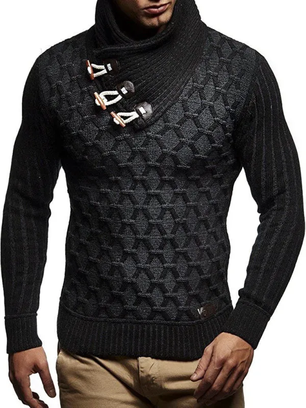 Luna Men Buttoned Turtleneck Pullover