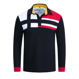 Men's Color-blocking Cotton Lapel Shirt
