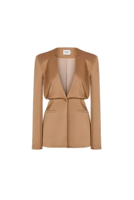 Morela Straight V-Neck Taffeta Blazer