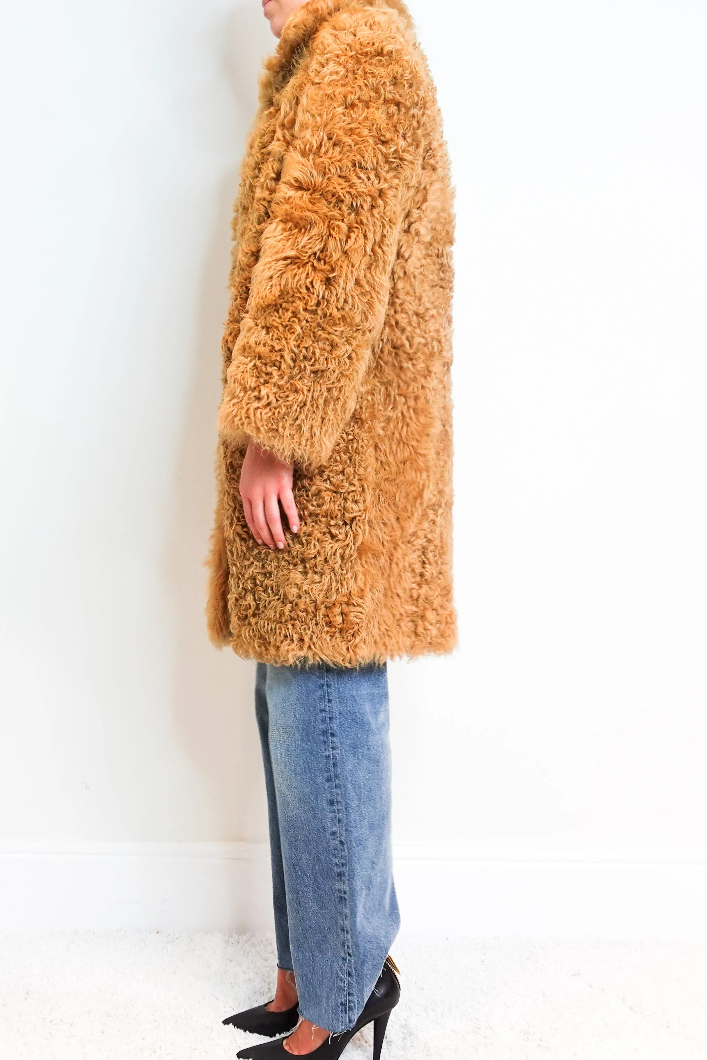 Mustard Teddy Sheepskin coat RRP £1350