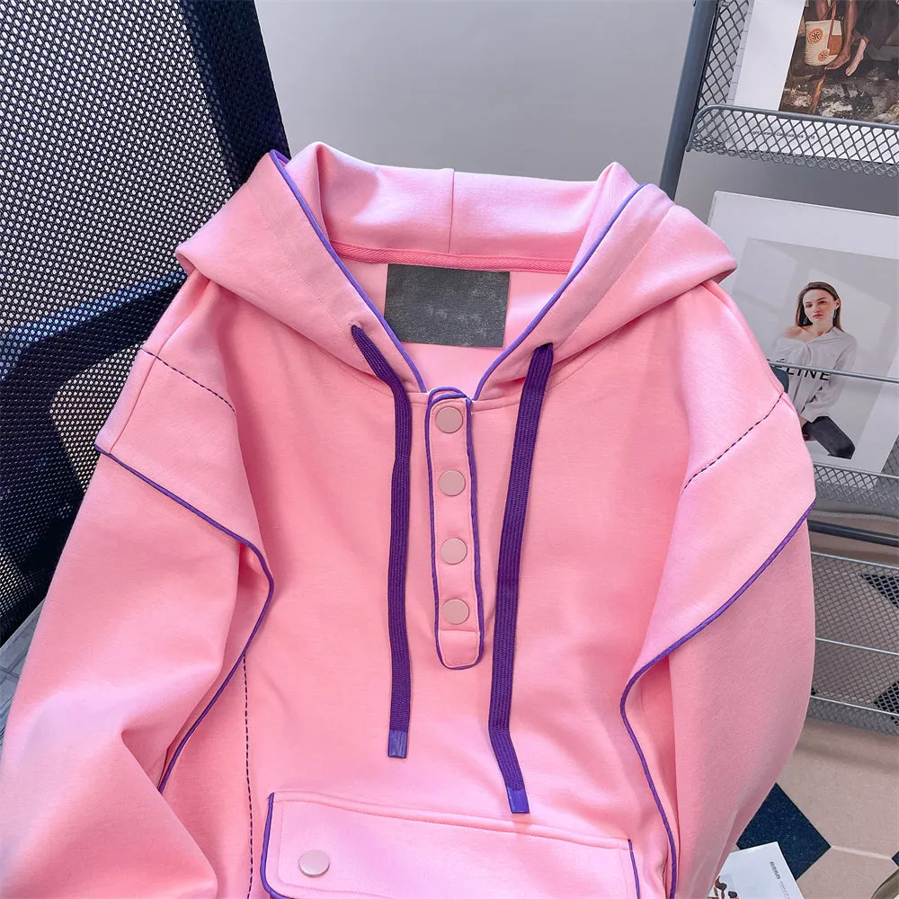 Niche Color-blocking Pink Sweatshirt