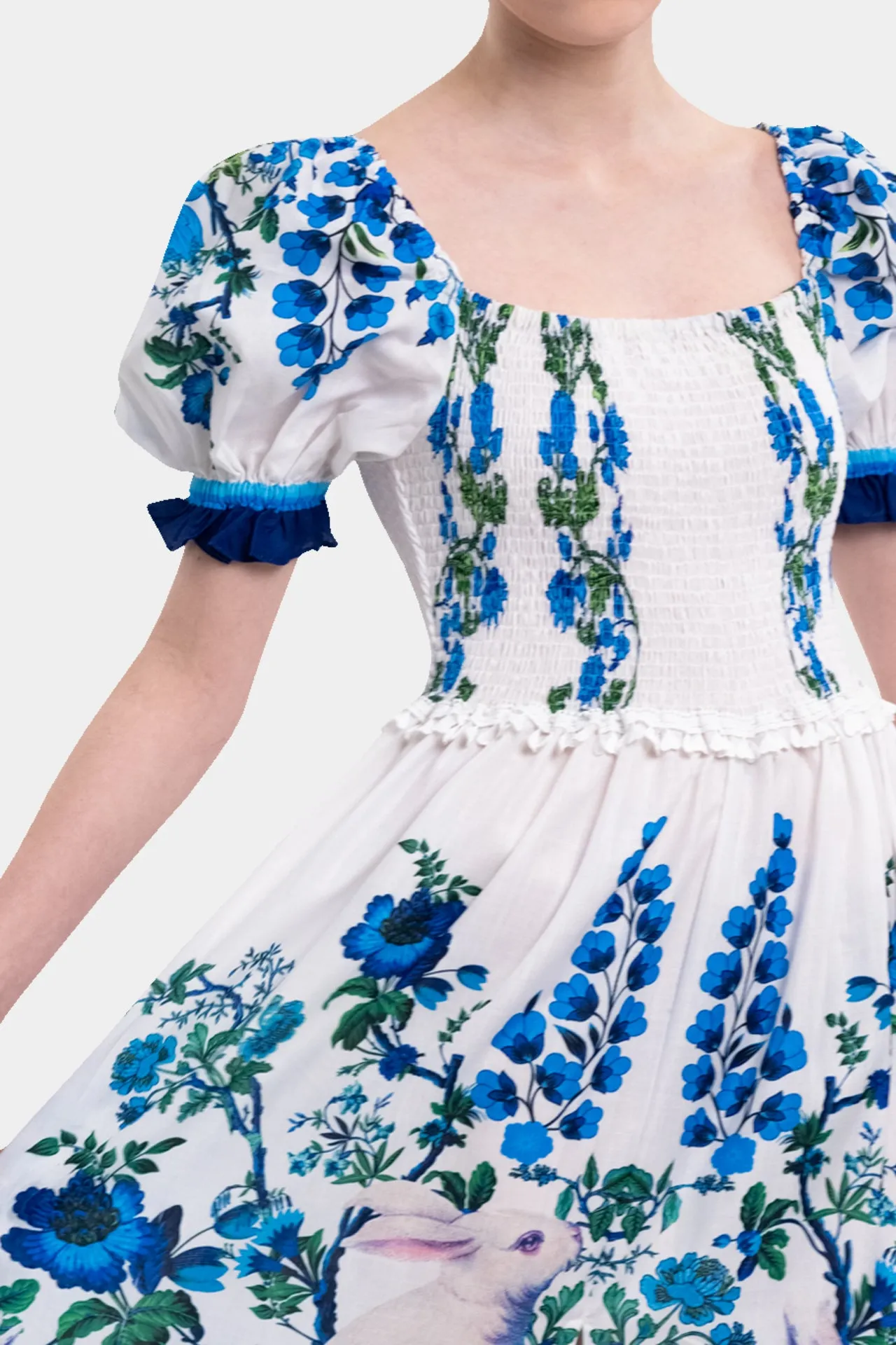 Puff Sleeve Pure Cotton Maxi Dress