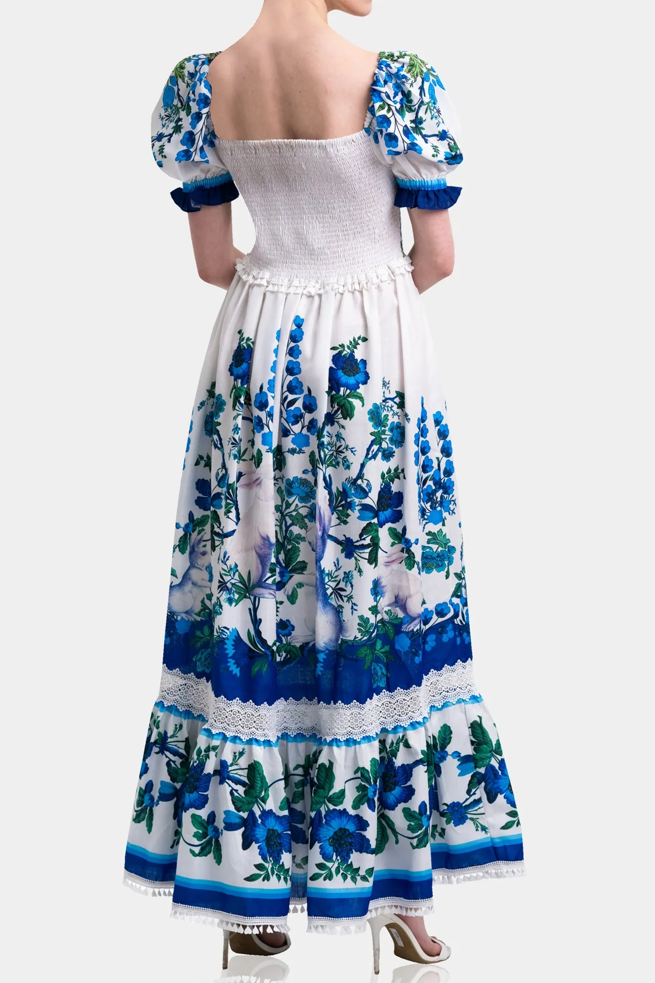 Puff Sleeve Pure Cotton Maxi Dress