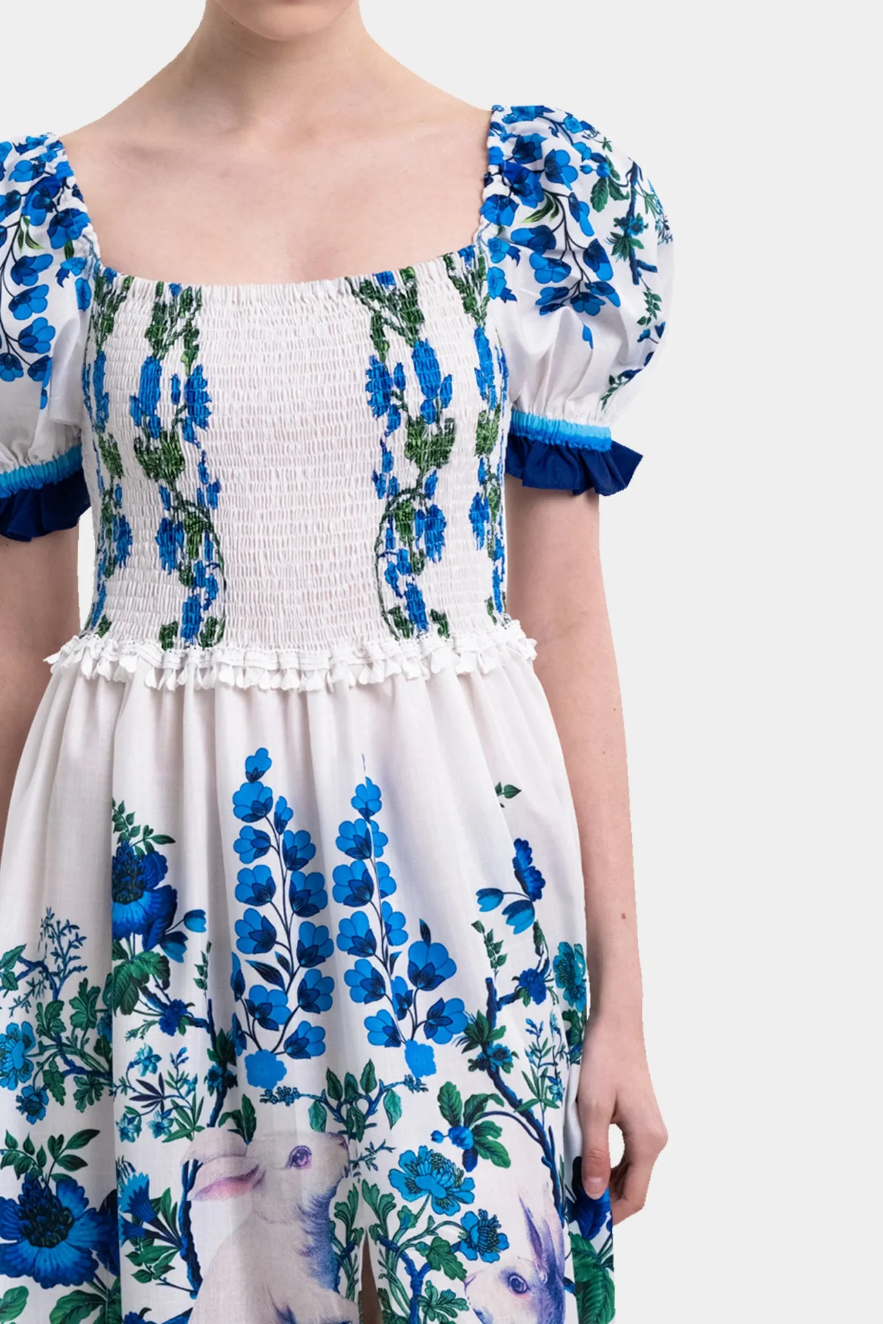 Puff Sleeve Pure Cotton Maxi Dress