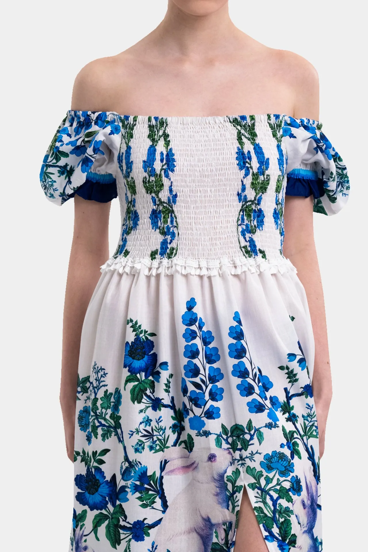 Puff Sleeve Pure Cotton Maxi Dress