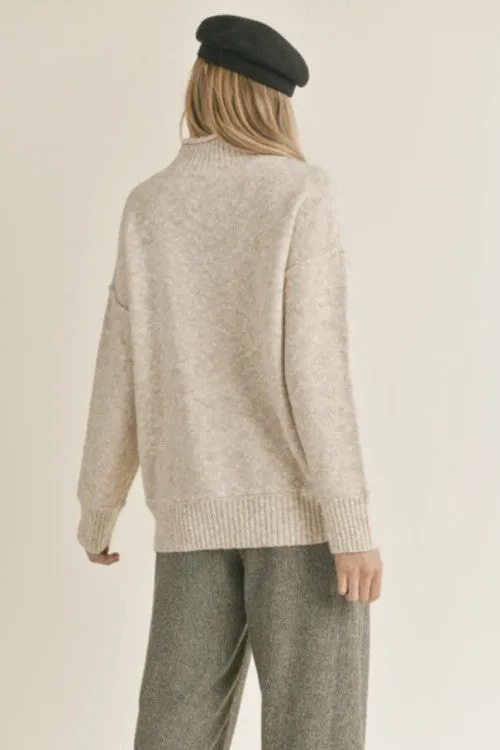 Sage The Label Wisteria Mock Neck Sweater in Cream