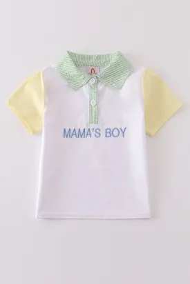 Seersucker mama's boy embroidery boy shirt