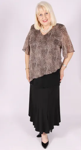 Sierra V-Neckline Asymmetric Top Chocolate Cheetah