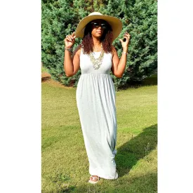 Sleeveless Heather Gray Maxi with Pockets