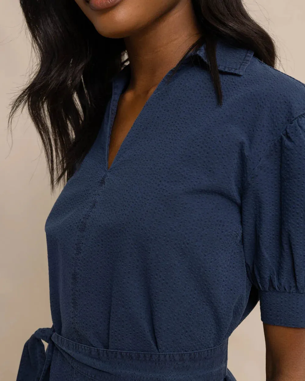 Southern Tide Calan Washed Seersucker Dress - Dress Blue