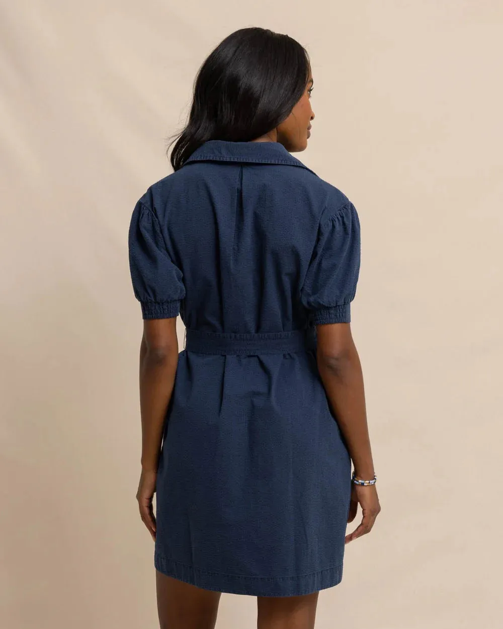 Southern Tide Calan Washed Seersucker Dress - Dress Blue