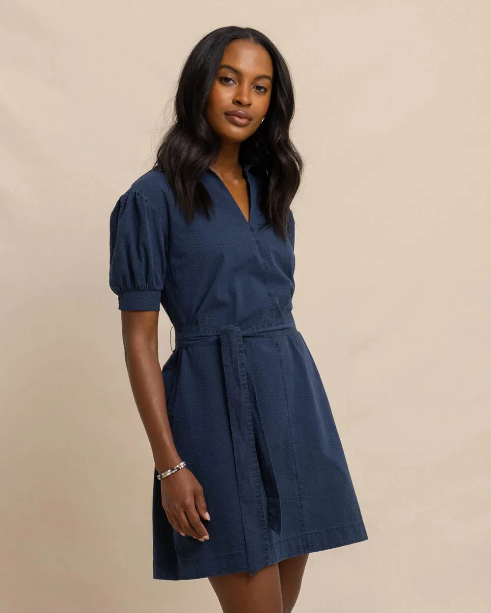 Southern Tide Calan Washed Seersucker Dress - Dress Blue