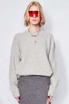 Unisex Melange Grey Shaggy Dog Sweater