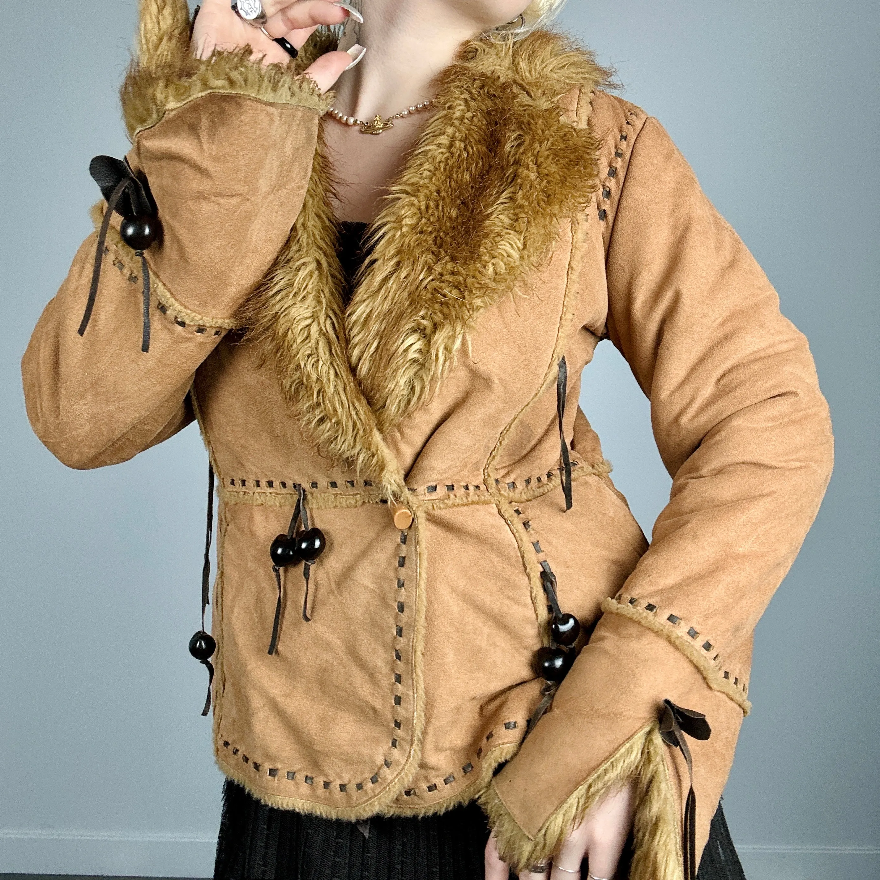 Vintage Faux Fur Trim Coat
