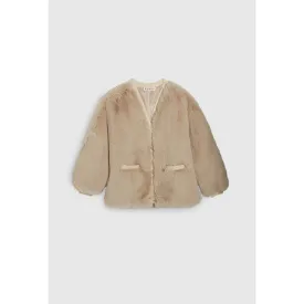 Women Short Coat - Beige Marble
