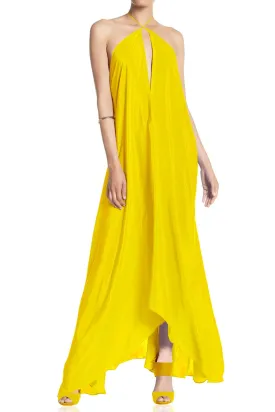 Yellow Plunging Neckline Dress